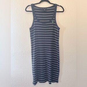 Ralph Lauren Blue Striped  Pima Cotton Knit Preppy Tank Dress Size XL